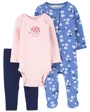 Carter's Set 3 piese Pantaloni, body si pijama Flori foto