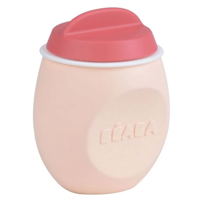 Recipient din silicon Beaba Squeez Roz, 180 ml