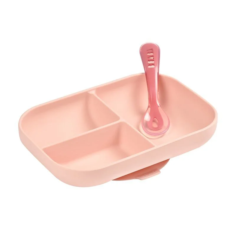 Set de masa din silicon Beaba Roz, 2 piese