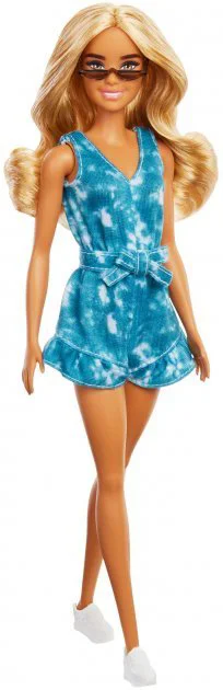 Papusa Barbie Fashionista in salopeta albastra foto