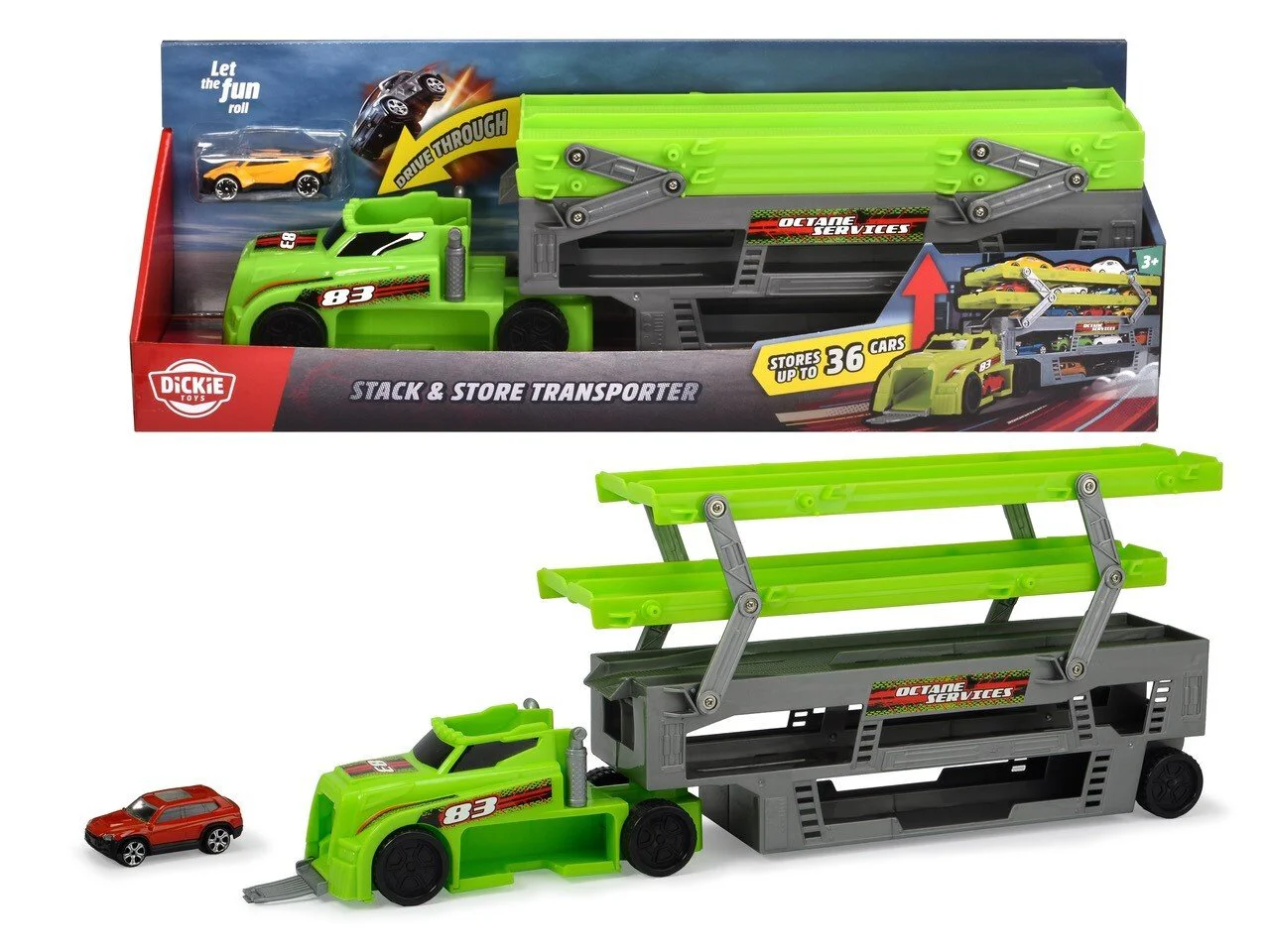Set Dickie, Transportator auto universal de 44.5 cm + masina mica foto