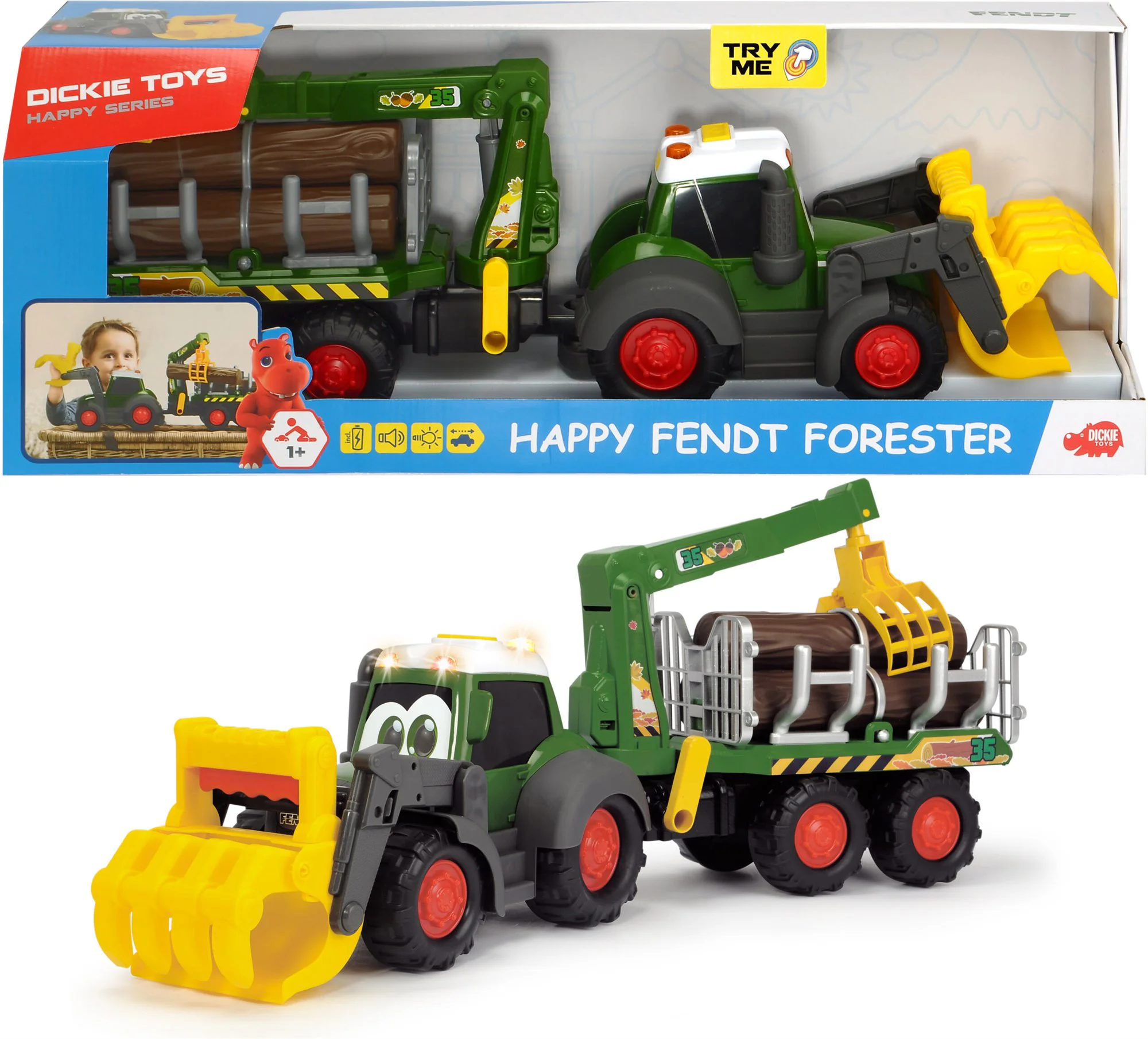 Tractor Dickie Happy Farm cu remorca, 65 cm foto