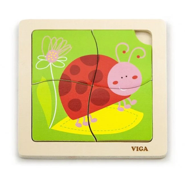 Mini puzzle din lemn Viga Toys Buburuza foto