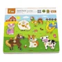 Puzzle cu maner din lemn Viga Toys Ferma cu sunet