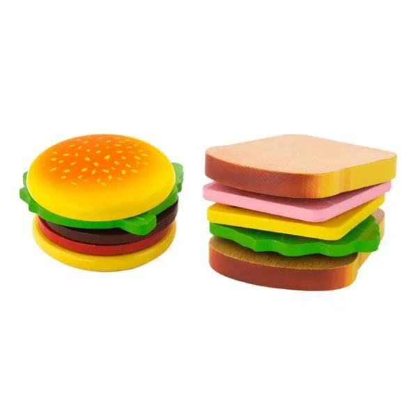 Set de joaca din lemn Viga Toys Hamburger & Sandwich foto