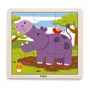 Puzzle cu piese mari din lemn Viga Toys Hipopotam, 9 elemente foto