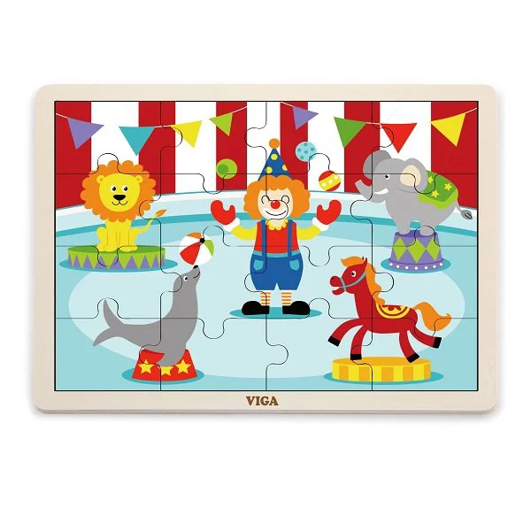 Puzzle in cadru de lemn Viga Toys Circ, 16 elemente foto