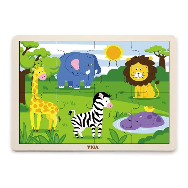 Puzzle in cadru de lemn Viga Toys Africa, 16 elemente foto