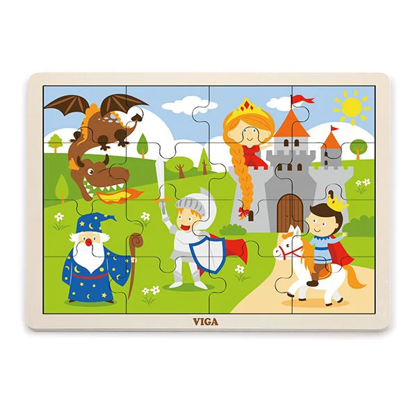 Puzzle in cadru de lemn Viga Toys Poveste, 16 elemente foto