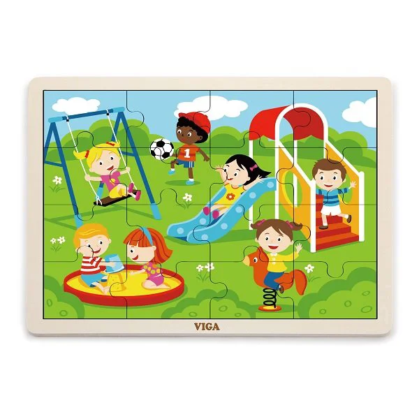 Puzzle in cadru de lemn Viga Toys Parcul de Distractii, 16 elemente foto