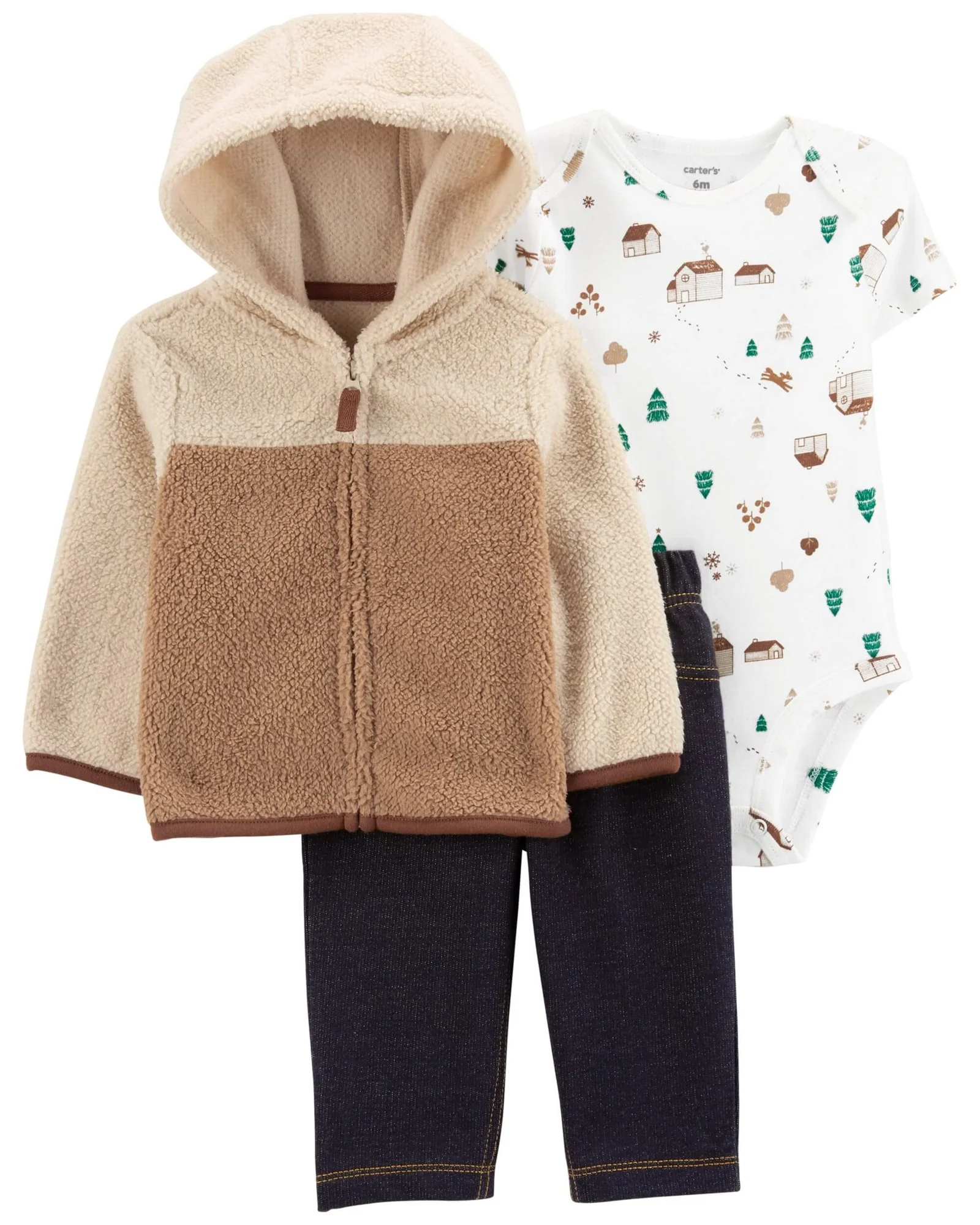 Carter's Комплект 3 в 1 - кофта с капюшоном, боди и штаны
