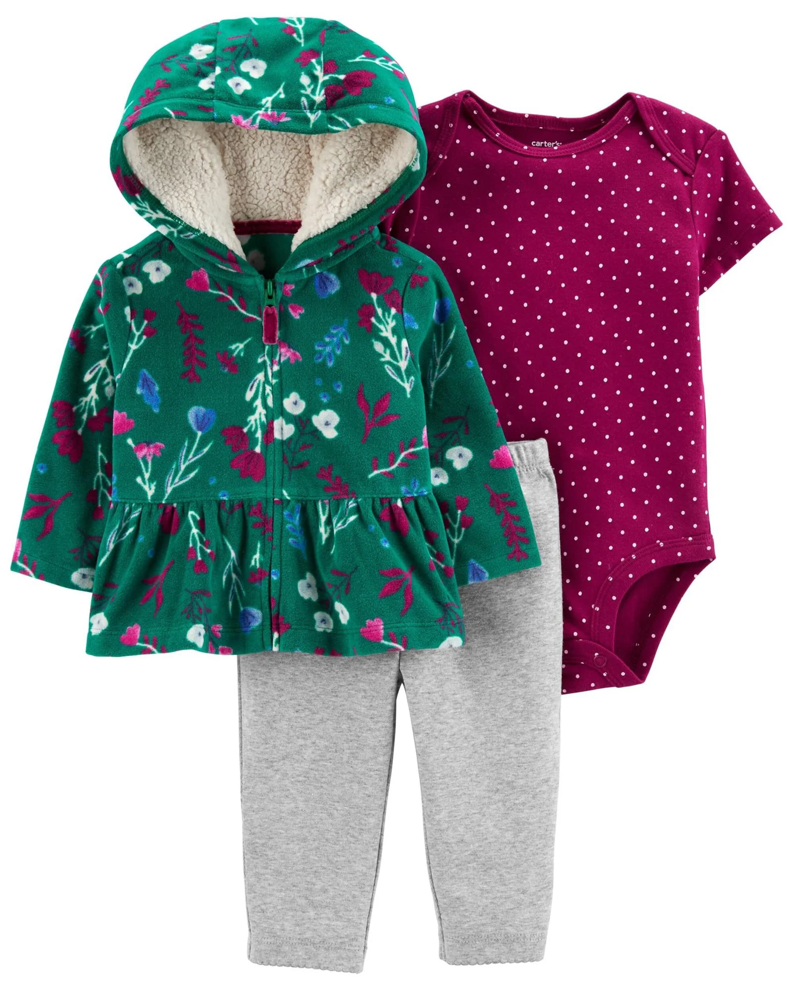Carter's Set 3 piese Hanorac floral, body si pantaloni foto
