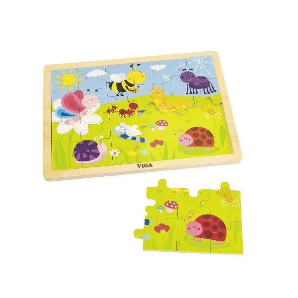 Puzzle in cadru de lemn Viga Toys Park, 24 elemente