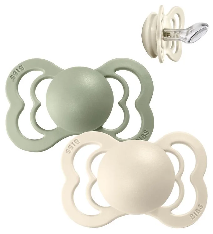 Set suzete ortodontice din silicon BIBS Couture Ivory & Sage (0-6 luni), 2 buc. foto