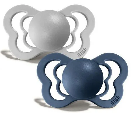 Набор ортодонтических силиконовых пустышек BIBS Couture Cloud & Steel Blue (6-18 мес.), 2 шт. foto