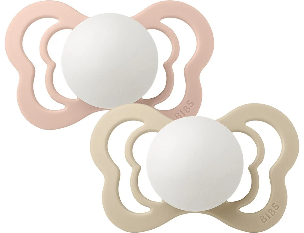Набор ортодонтических силиконовых пустышек BIBS Couture Blush Glow & Vanilla Glow (0-6 мес.), 2 шт. foto
