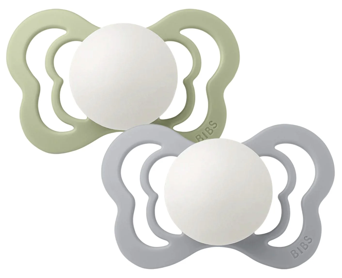 Set 2 suzete anatomice din silicon BIBS Couture Glow Sage/Cloud (0-6 luni)