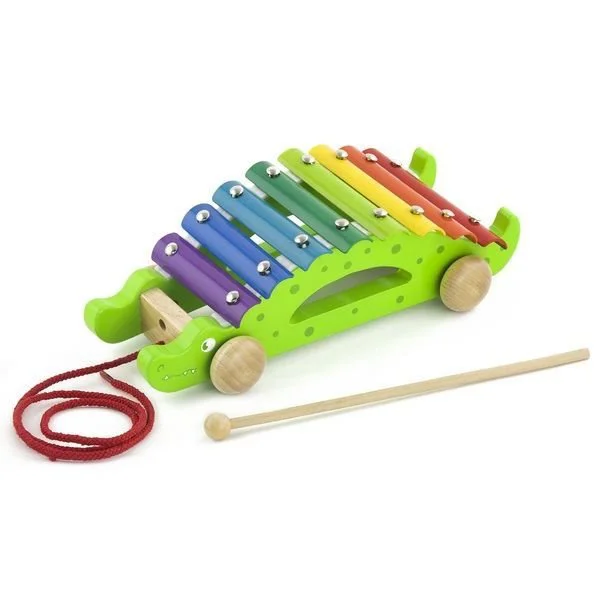 Xilofon-jucarie de tras din lemn Viga Toys, Crocodil foto