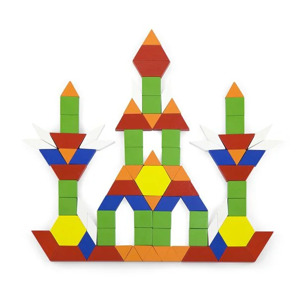 image for Set de blocuri geometrice pentru constructie din lemn Viga Toys, 250 piese foto