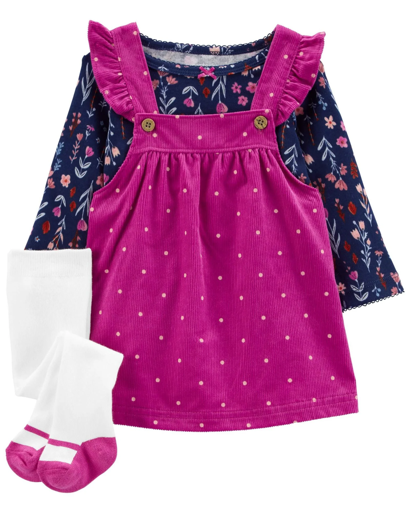 Carter's Set 3 piese Sarafan, bluza si ciorapei Buline