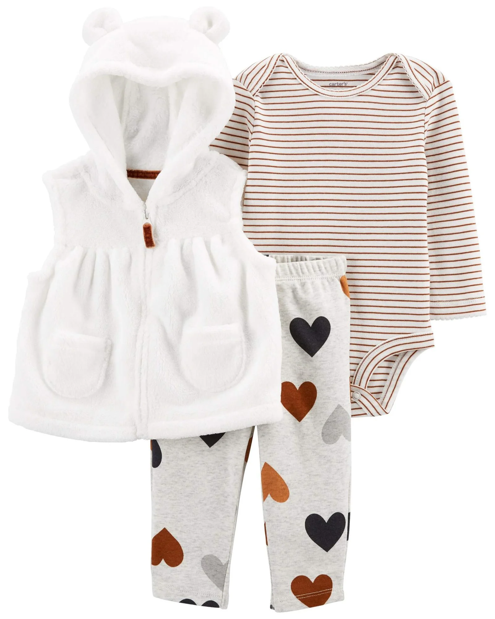 Carter's Set 3 piese Vesta, body si pantaloni Inimioare