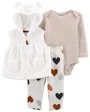 Carter's Set 3 piese Vesta, body si pantaloni Inimioare