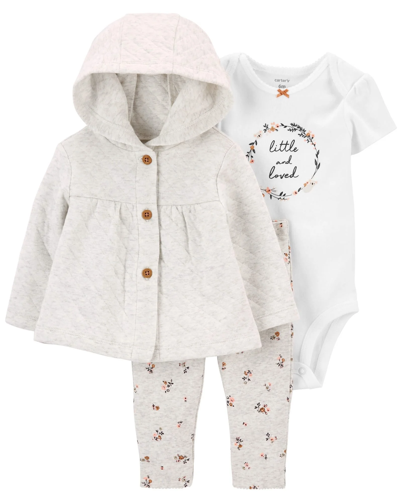 Carter's Set 3 piese Cardigan, body si pantaloni Flori foto