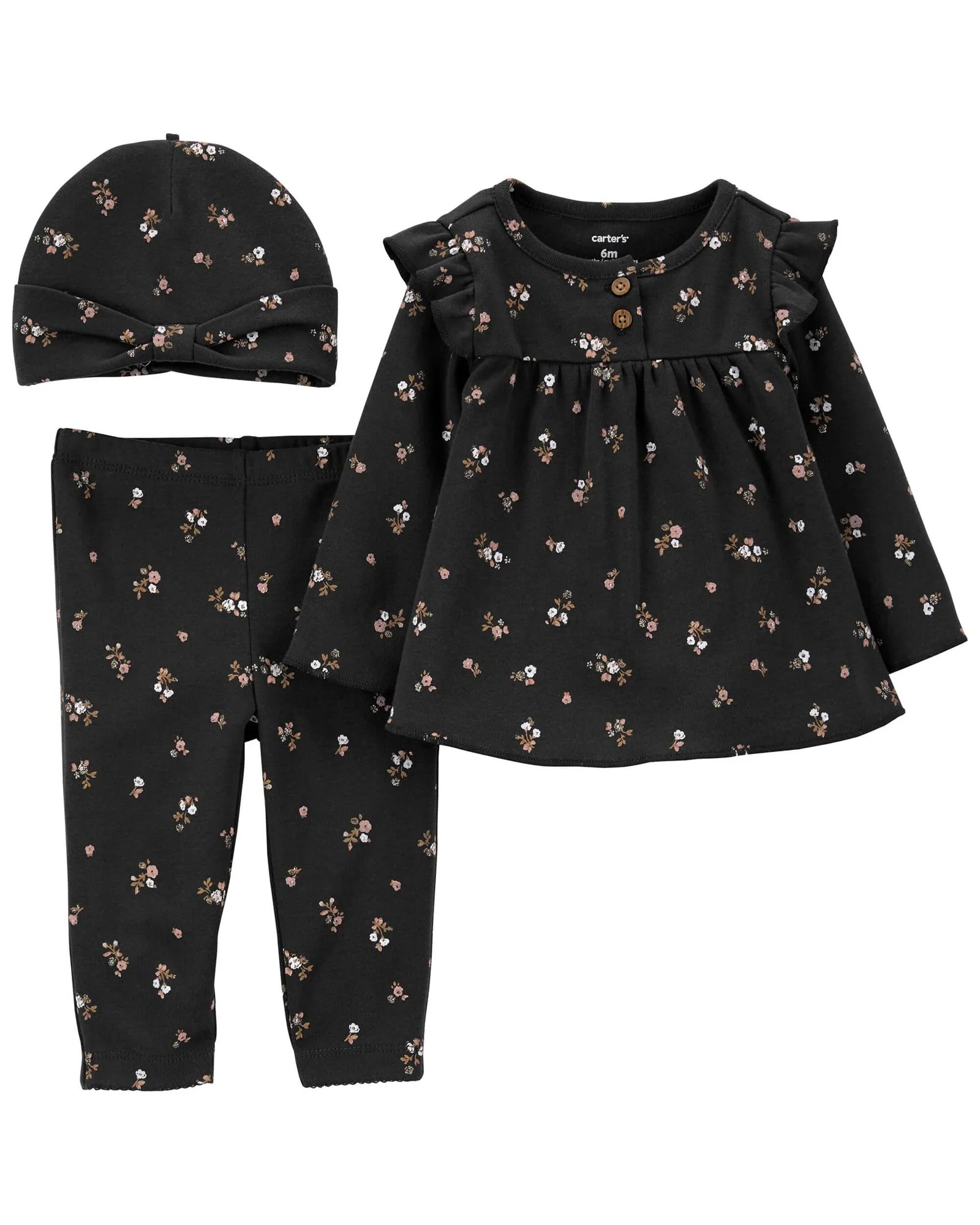 Carter's Set 3 piese Pantaloni, bluza si caciulita Flori foto