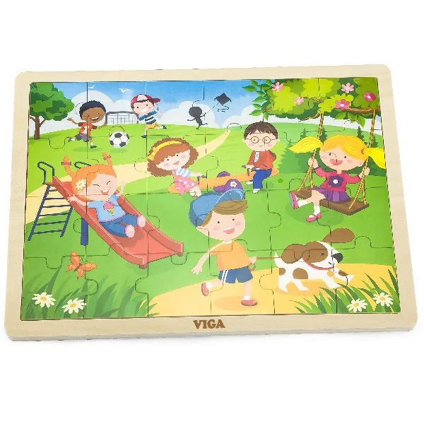 Puzzle in cadru de lemn Viga Toys Primavara, 24 piese foto