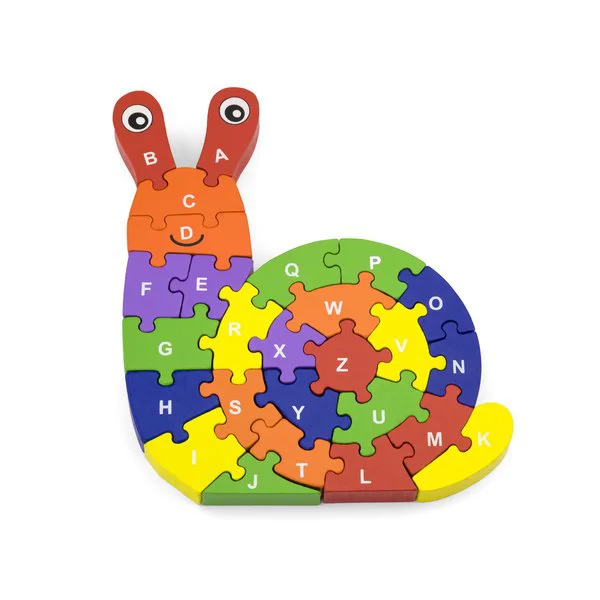 Puzzle 3D din lemn Viga Toys Melc cu litere