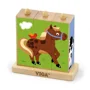Cuburi puzzle pe tija verticala din lemn Viga Toys Animale din ferma foto