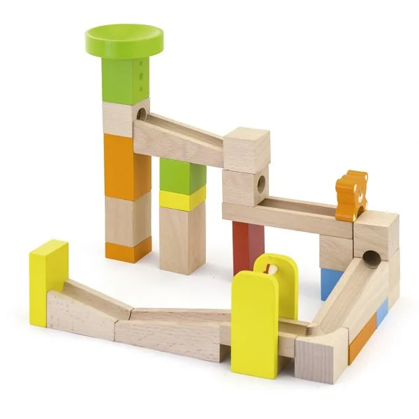 Labirint din blocuri de lemn Viga Toys cu bila de rostogolire foto