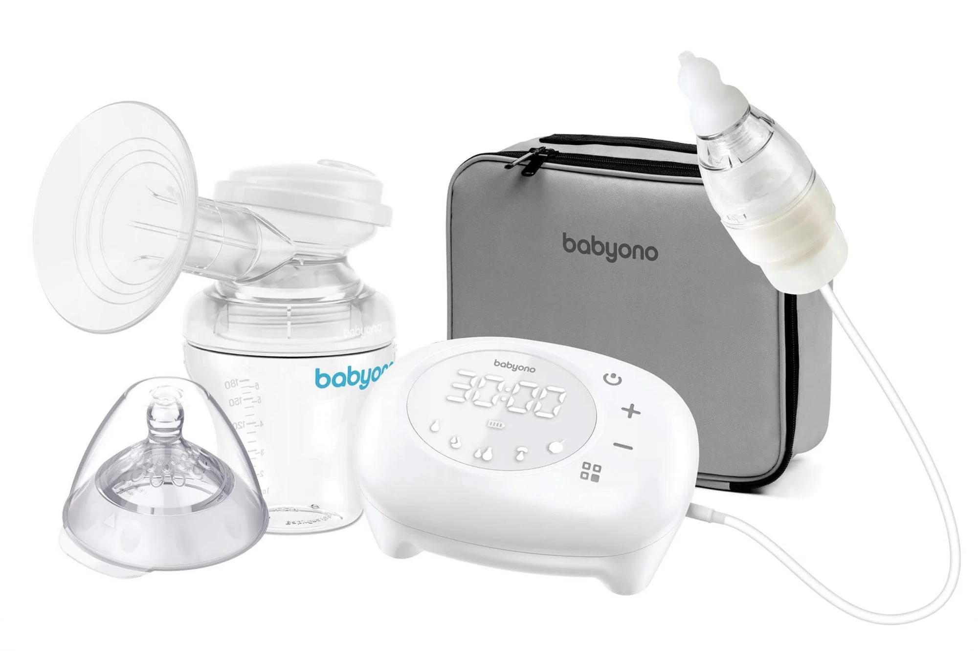 Молокоотсос электрический BabyOno Compact Plus с назальным аспиратором