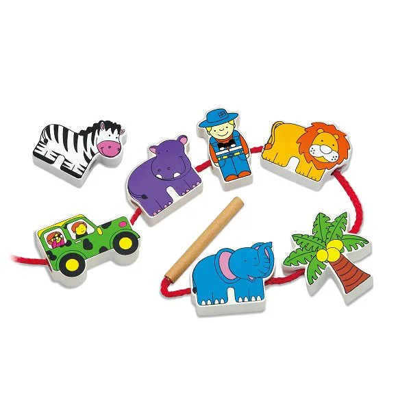 Jucarie educativa cu siret din lemn Viga Toys Zoo foto