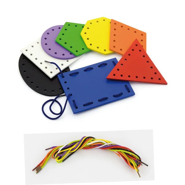 Jucarie educativa cu siret din lemn Viga Toys Forme geometrice foto