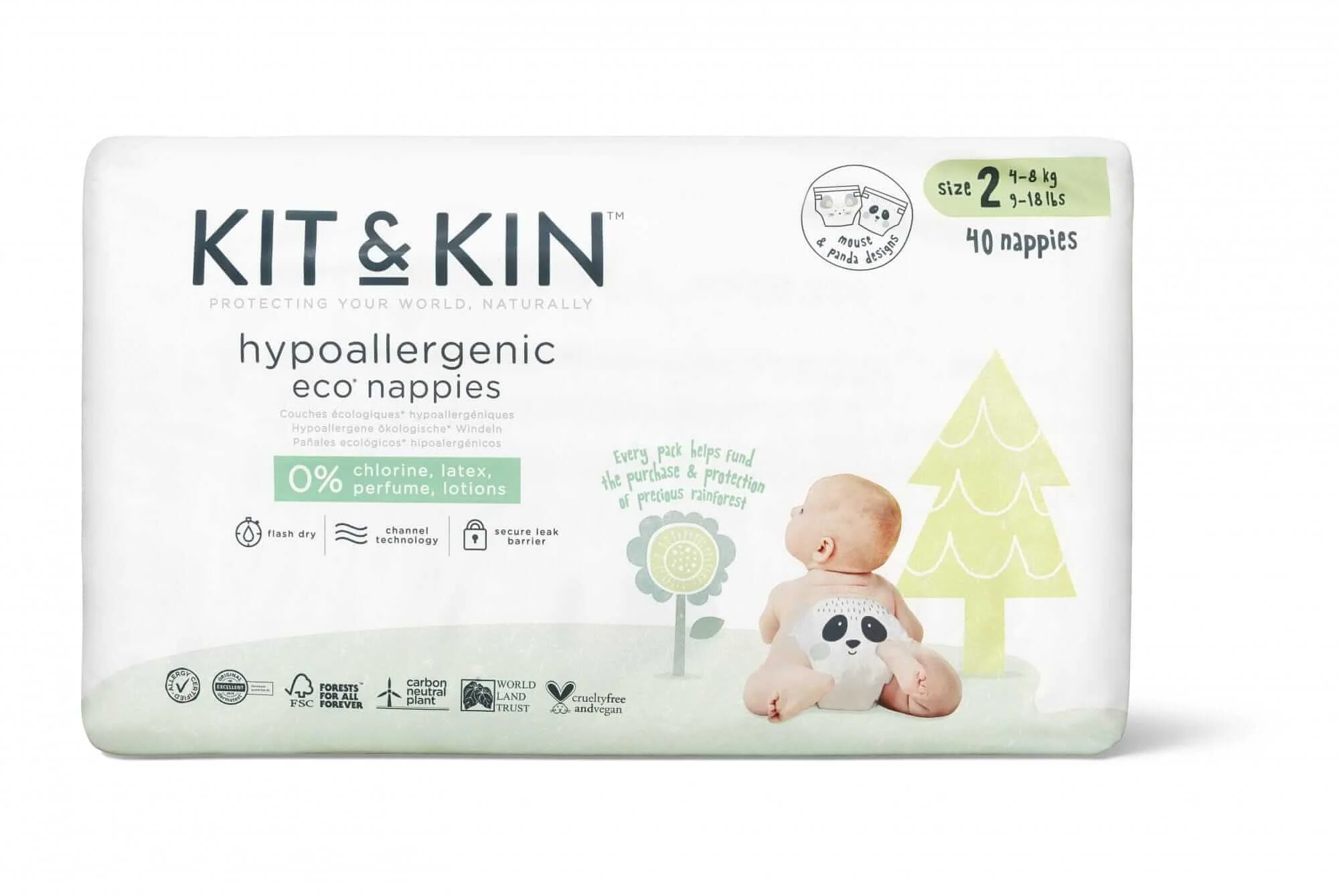 Подгузники эко гипоаллергенные Kit&Kin 2 (4-8 кг), 38 шт.