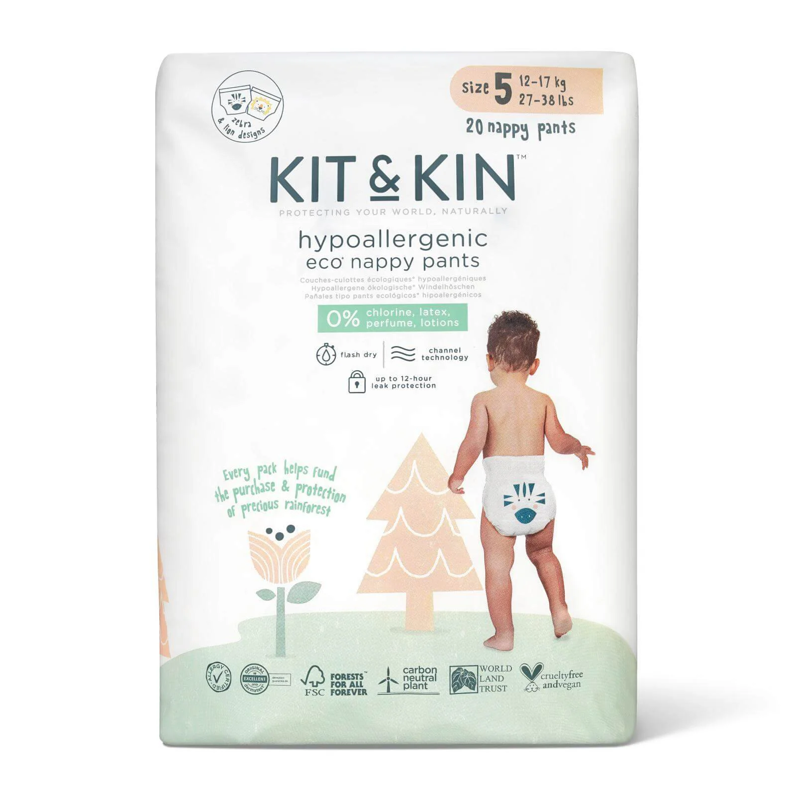 Трусики эко гипоаллергенные Kit&Kin 5 (12-17 кг), 20 шт.