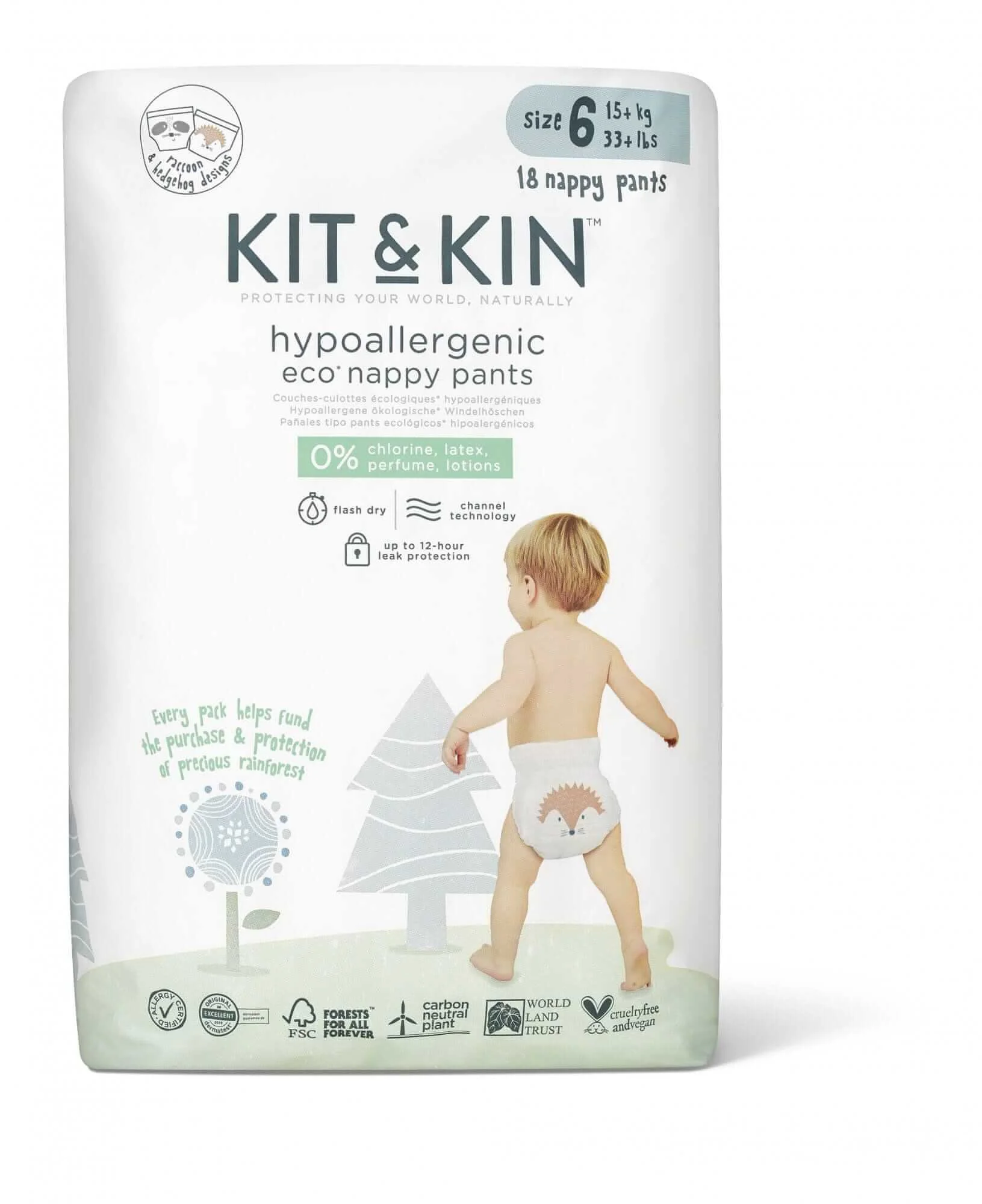 Трусики эко гипоаллергенные Kit&Kin 6 (15+ kg), 18 шт.