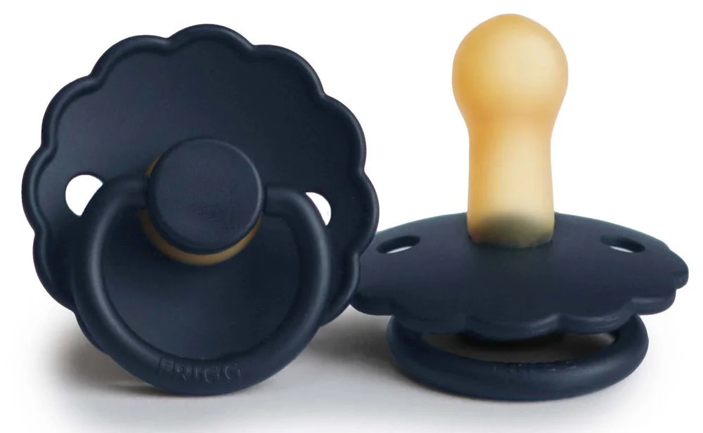 Suzeta rotunda din latex FRIGG Daisy Dark Navy (0-6 luni)