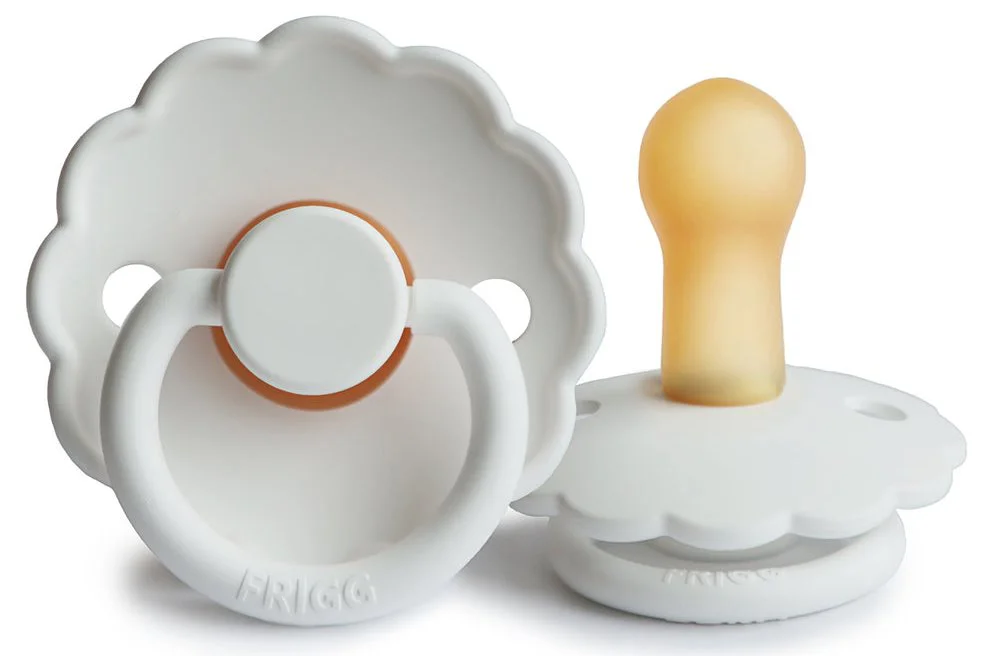 Suzeta rotunda din latex FRIGG Daisy Bright White (0-6 luni) foto