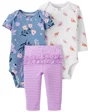 Carter's Set 3 piese Pantaloni si 2 body Flori foto
