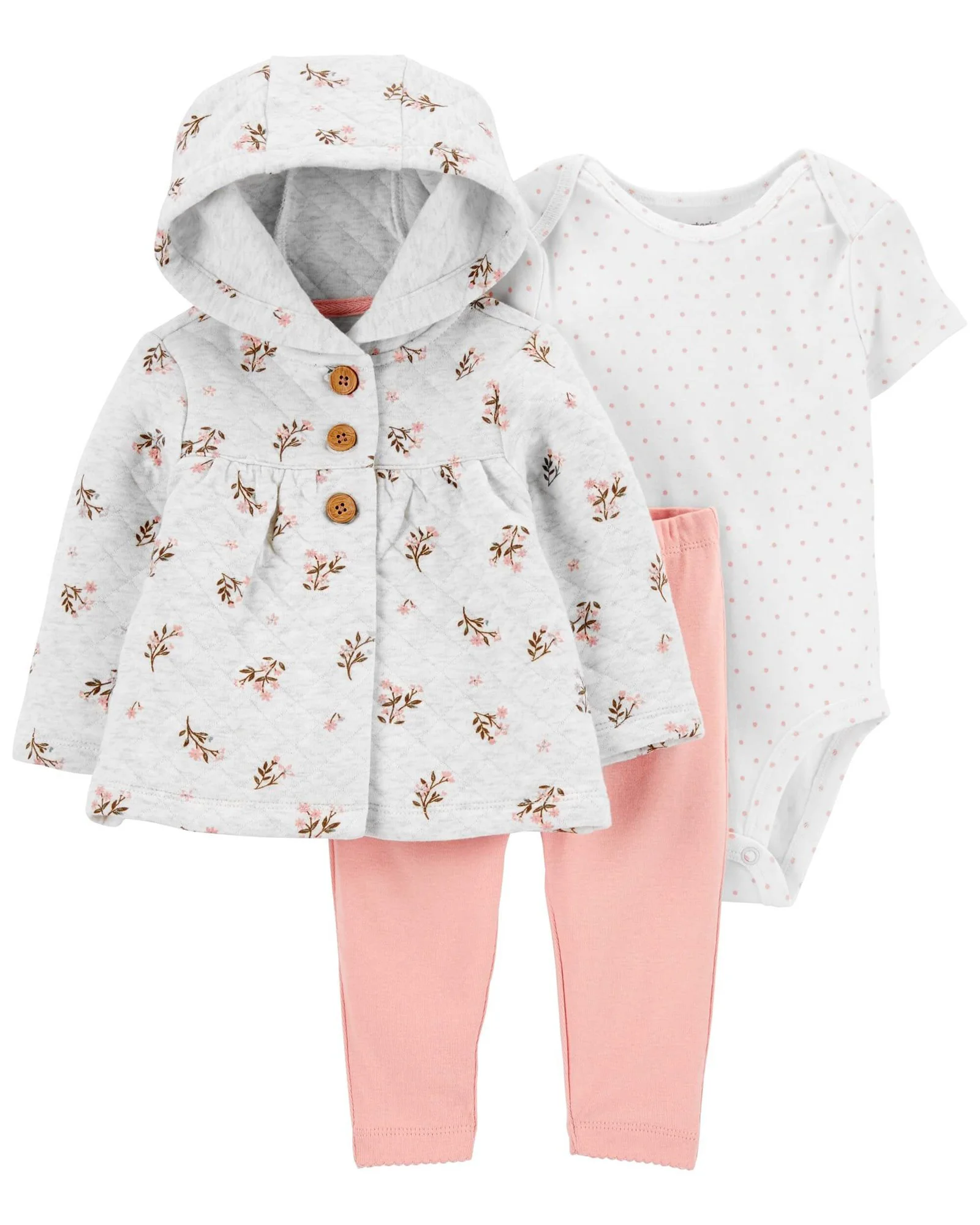Carter's Set 3 piese Cardigan, body si pantaloni Flori
