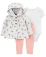Carter's Set 3 piese Cardigan, body si pantaloni Flori