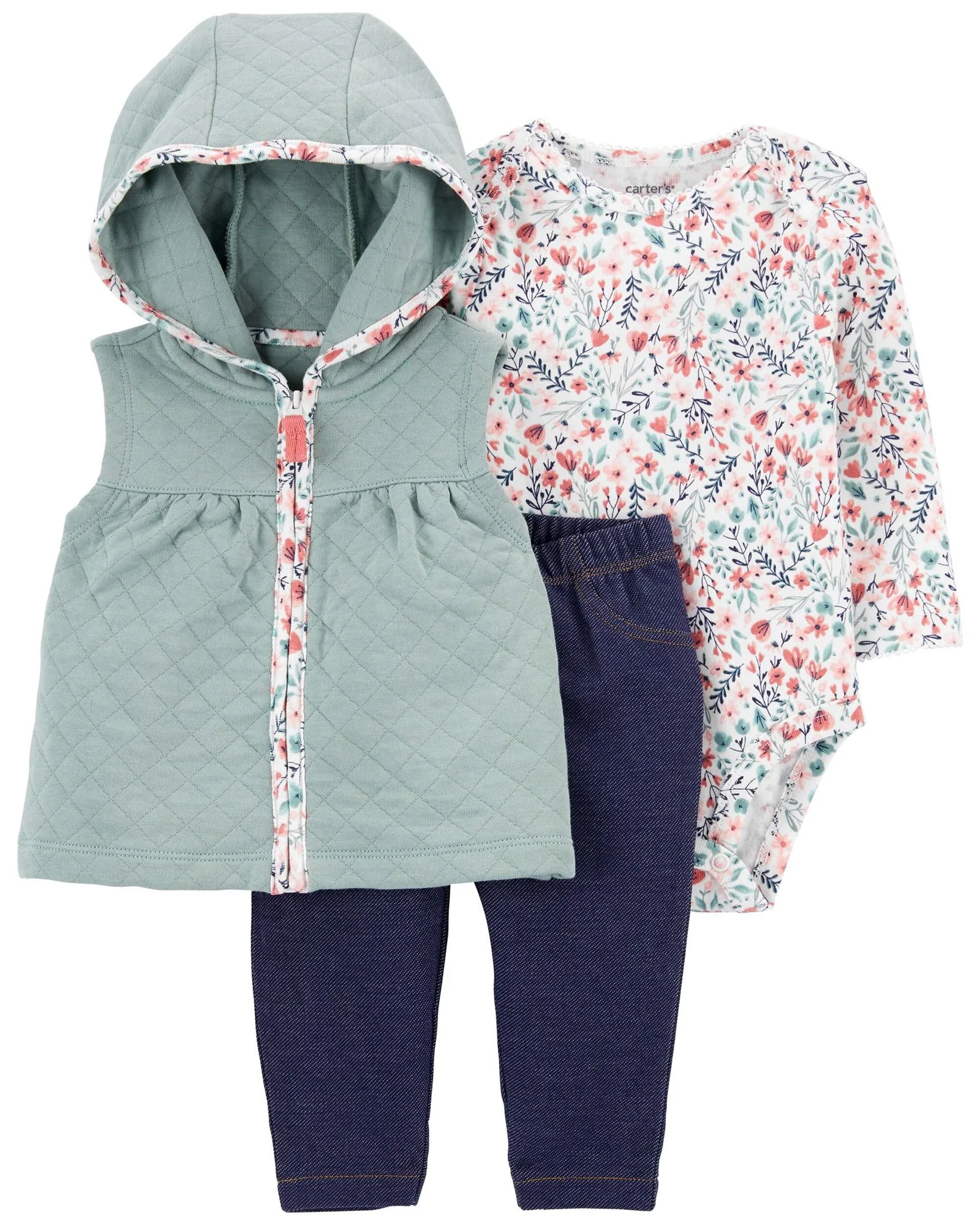 Carter's Set 3 piese Vesta, body si pantaloni Flori foto