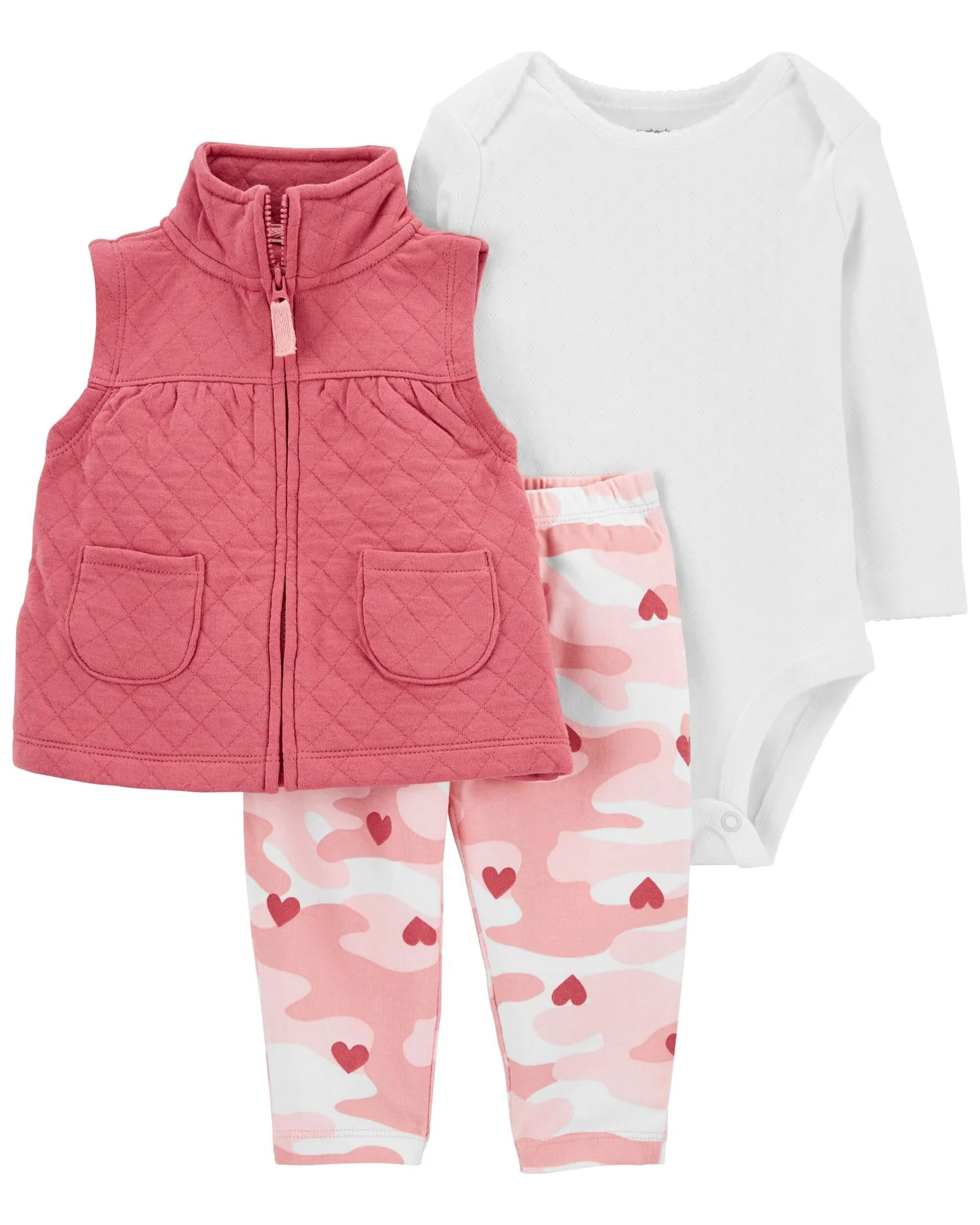 Carter's Set 3 piese Vesta, body si pantaloni Inimioare foto