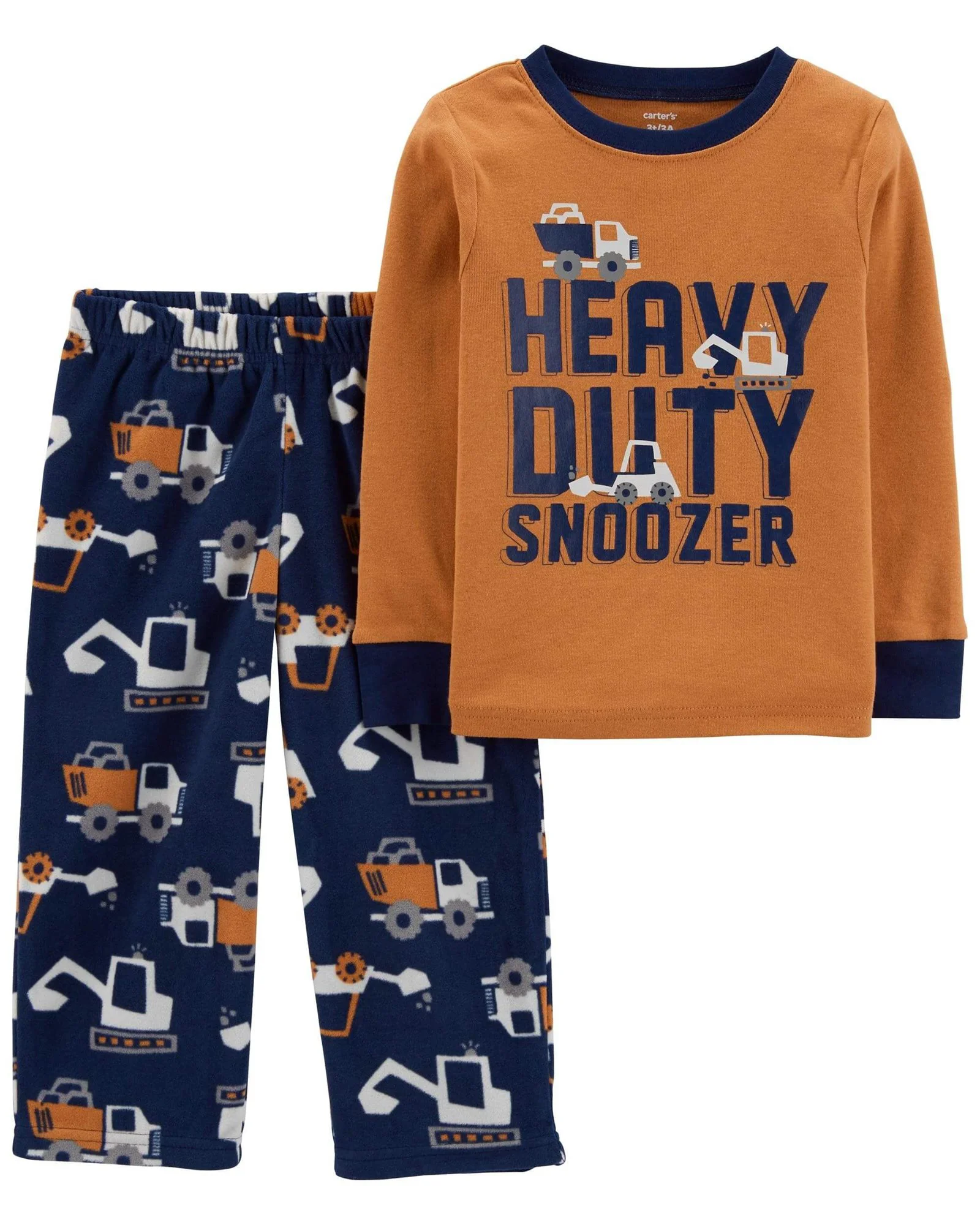 Carter's Set 2 piese Pijama bumbac si fleece Excavator foto