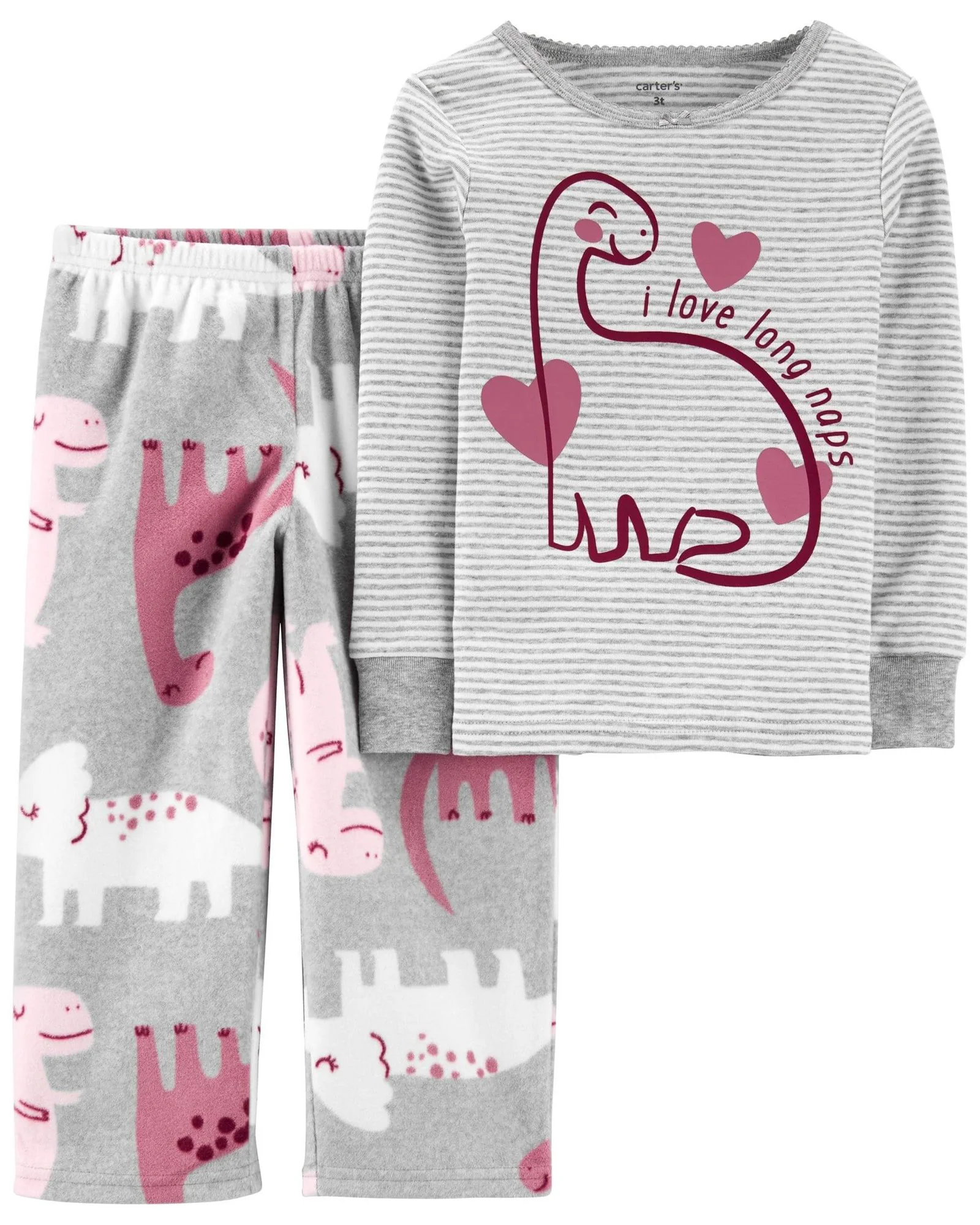 Carter's Set 2 piese Pijama bumbac si fleece Dinozaur