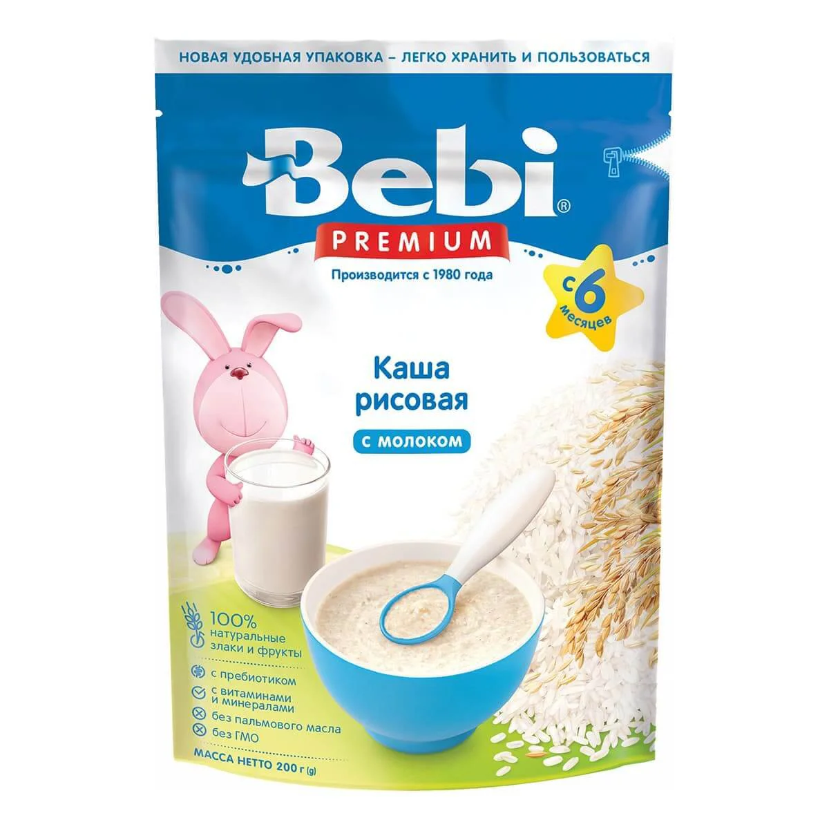 Каша молочная рисовая Bebi Premium (6+ мес.), 250 г