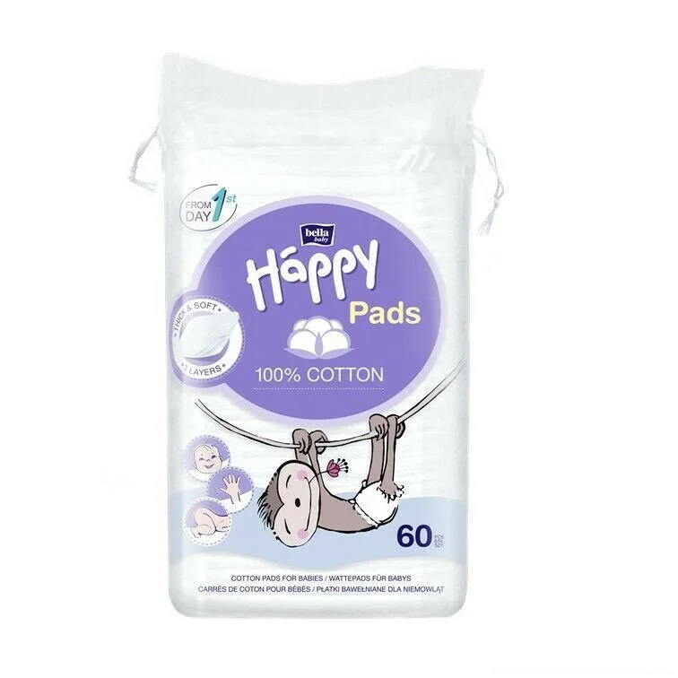 Ватные хлопковые диски Bella Happy, 60 шт.