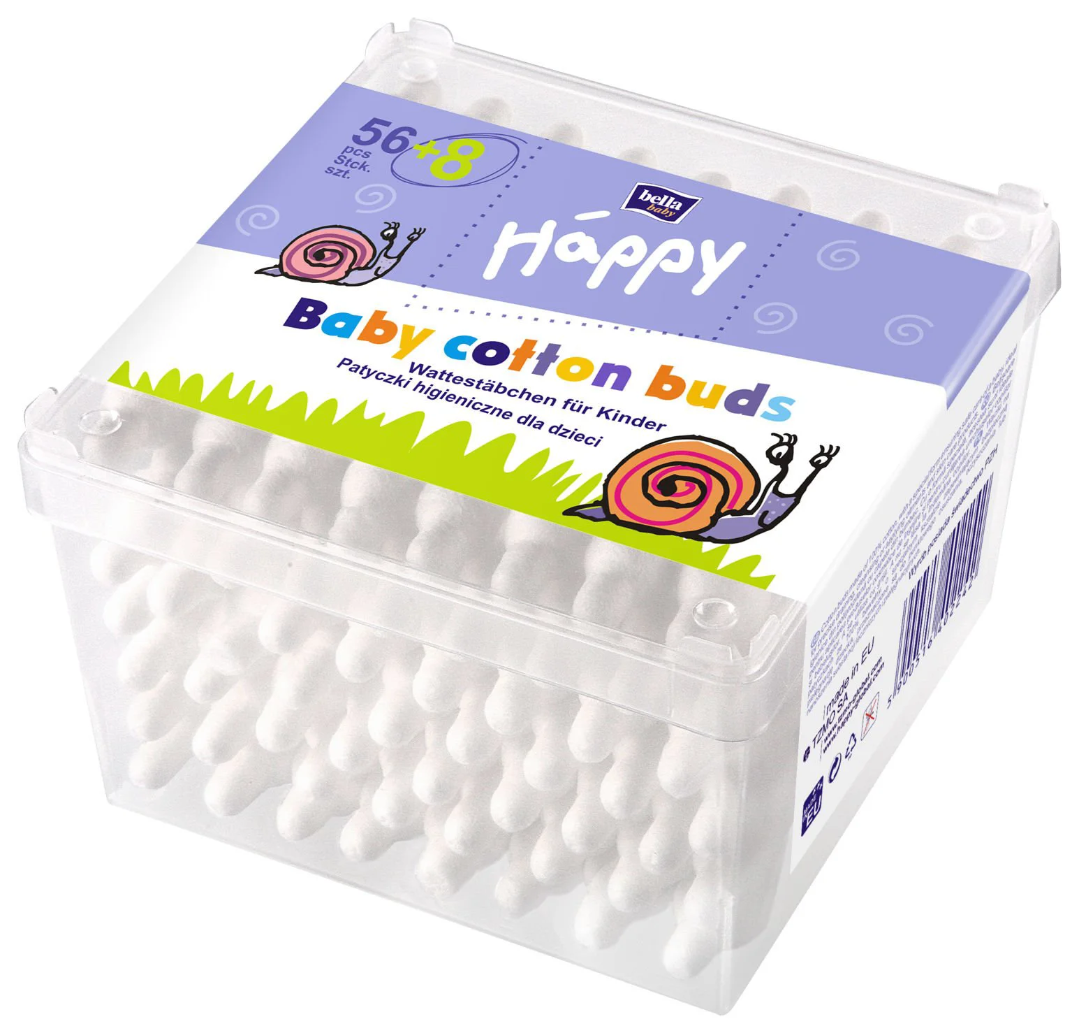 Betisoare cu vata Bella Happy cu protectie, 56 buc.